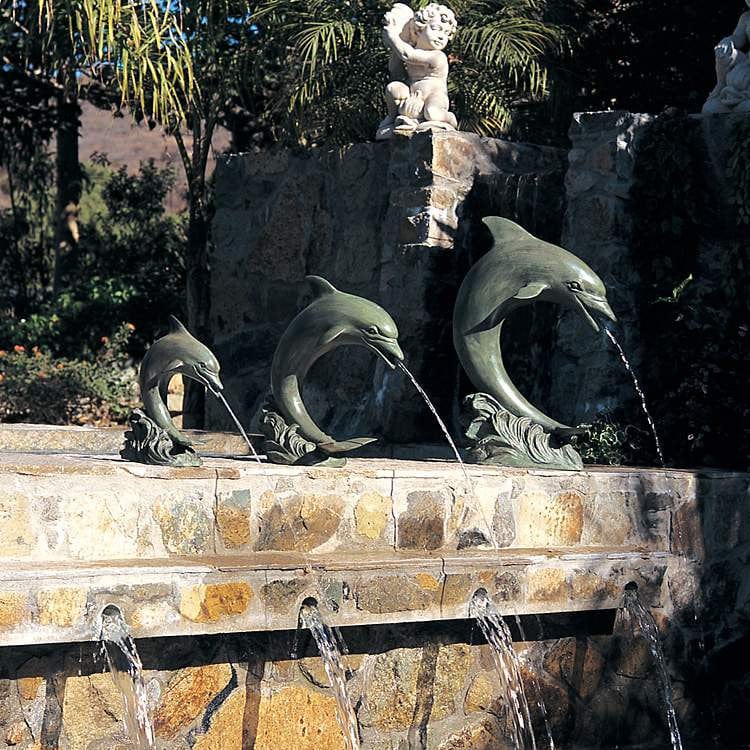 Brass Baron Medium Single Dolphin Garden Accent and Pool Statuary - Brass Baron - Outdoor Art Pros