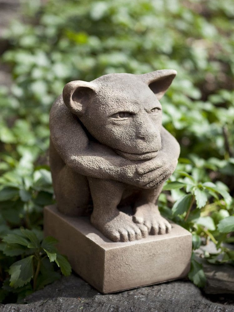Sitting Gargoyle Cast Stone Garden Statue - Outdoor Art Pros