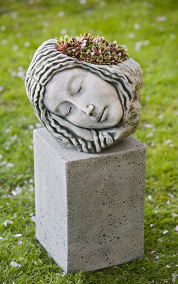 Medium Art Garden Pedestal with Sleeping Maiden Garden Planter (NOT INCLUDED)