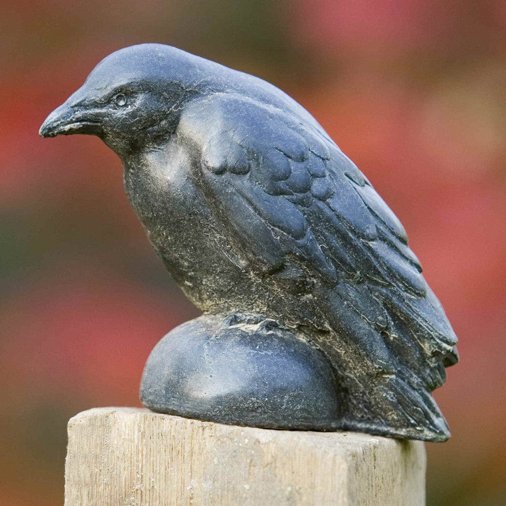 Small Raven Cast Stone Garden Statue - Outdoor Art Pros