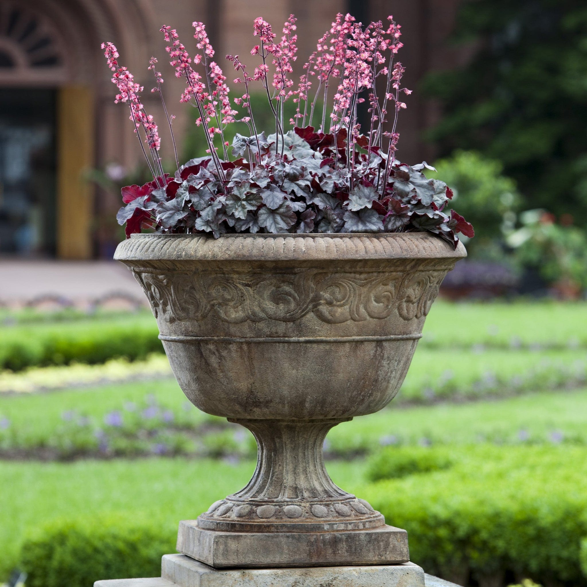 Smithsonian Foliated Scroll Urn Garden Planter - Outdoor Art Pros