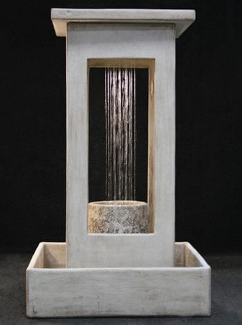 Smooth Center Rain Fountain with Column and Square Basin - Outdoor Art Pros