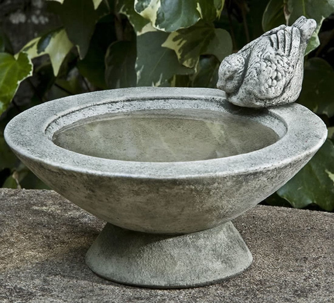 Songbird's Rest Cast Stone Birdbath - Outdoor Art Pros