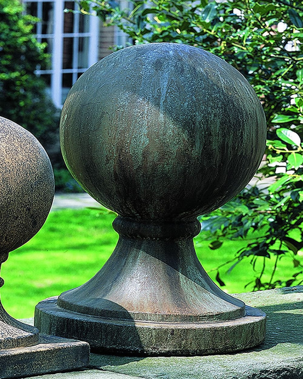 Sphere Round Base Large Cast Stone Garden Statue - Outdoor Art Pros