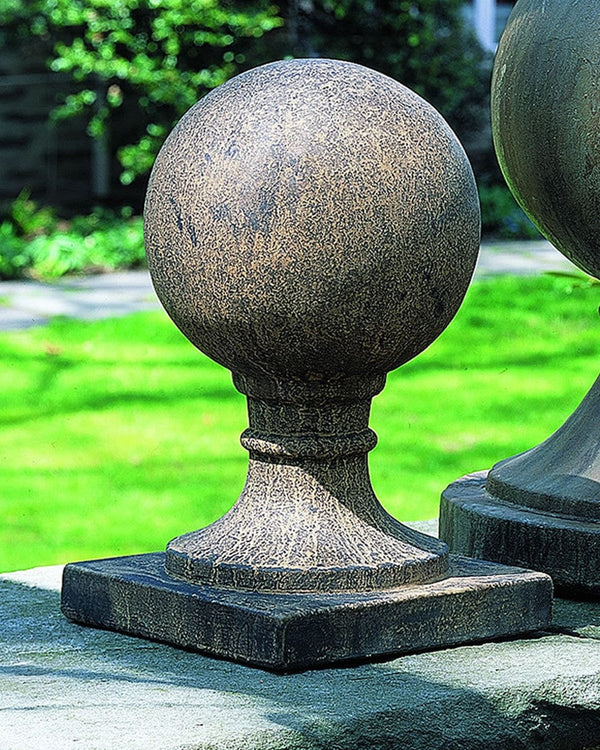 Sphere Square Base Small Cast Stone Garden Statue - Outdoor Art Pros