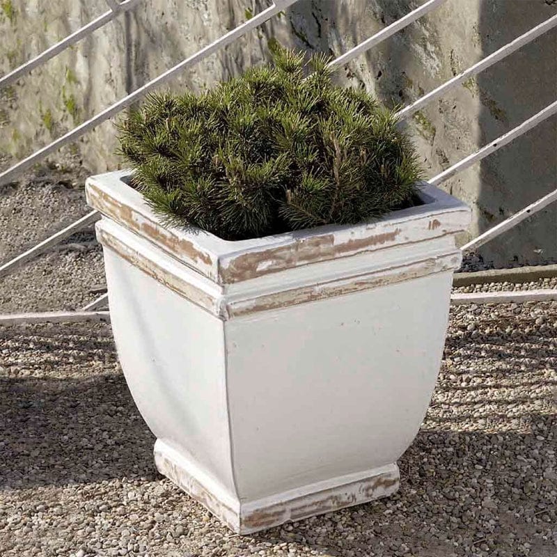 Square Rolled Rim Planter Set of 3 in Antique White - Outdoor Art Pros