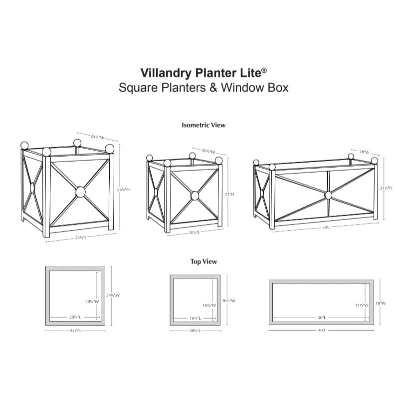 Square Villandry Planter Lite - Small - Outdoor Art Pros