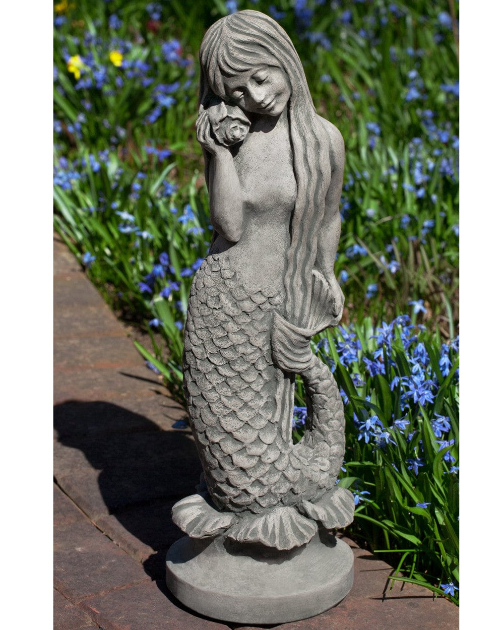 Standing Mermaid Cast Stone Garden Statue - Outdoor Art Pros