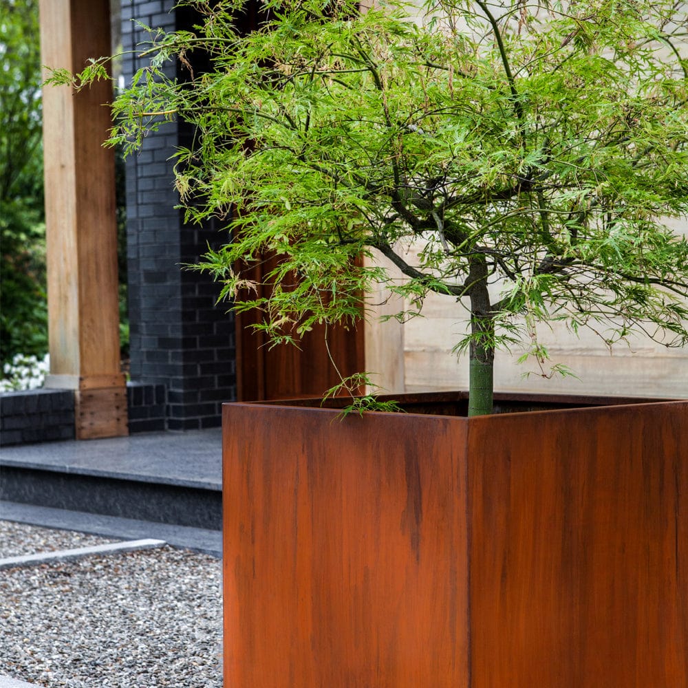 Steel Cube Planter Set of 2 | Lightweight Steel Collection