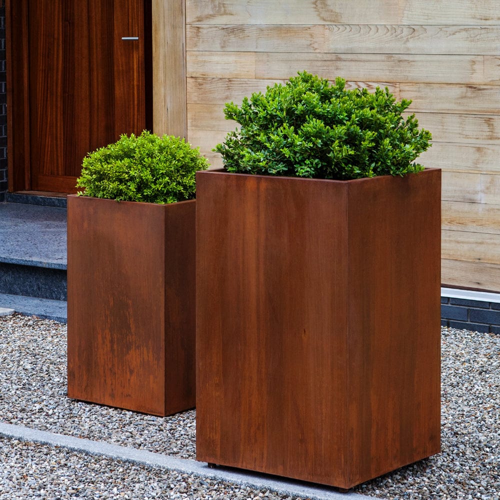 Steel Tall Cube Planter - Set of 2 - Outdoor Art  Pros
