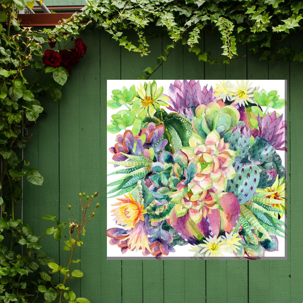 Succulent Blooms Outdoor Canvas Art - Outdoor Art Pros