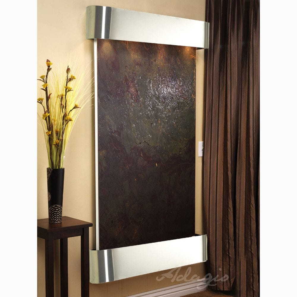 SummitFalls-Multi-ColorFeatherStone-StainlessSteel-Rounded-White - Outdoor Art Pros