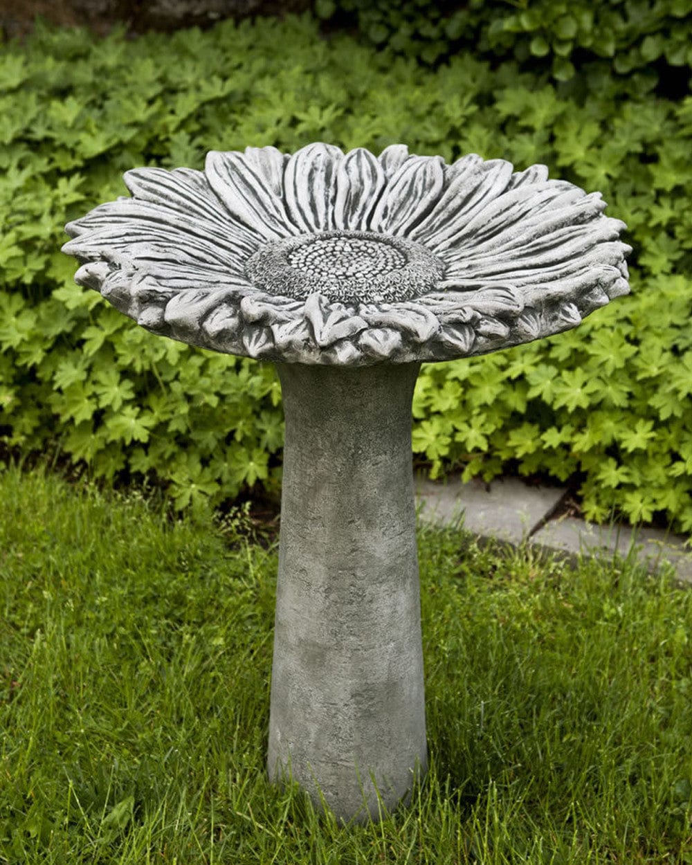 Sunflower Cast Stone Birdbath - Outdoor Art Pros