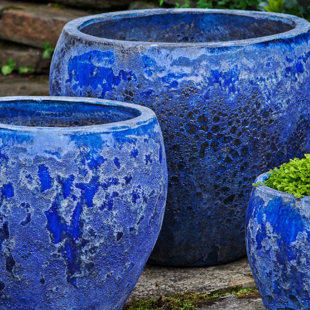 Symi Planter Set of 3 in Angkor Blue - Outdoor Art Pros