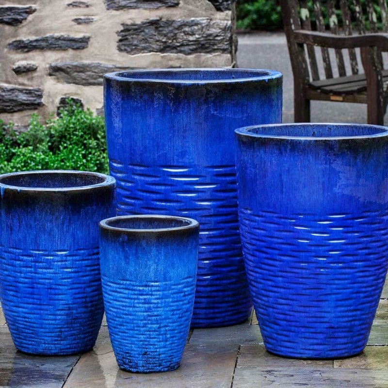 Tall Hyphen Planter - Set of 4 in Riviera Blue Finish - Outdoor Art Pros