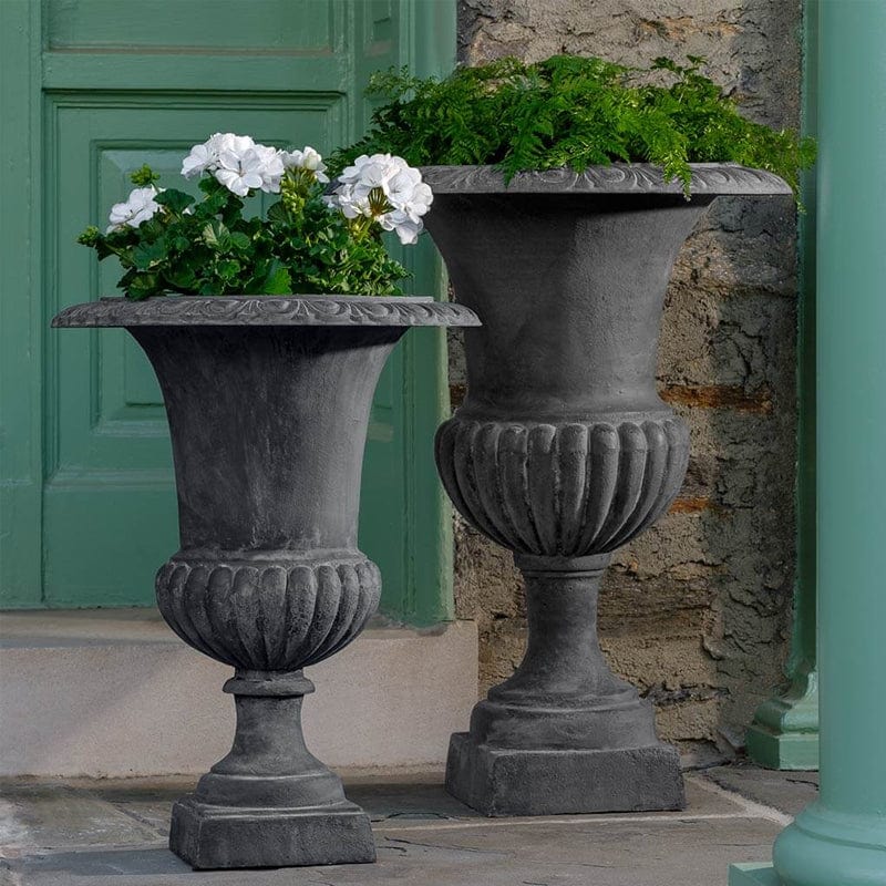 tall decorative plant pots Tall Wickford Iron Urn Planter in Lead