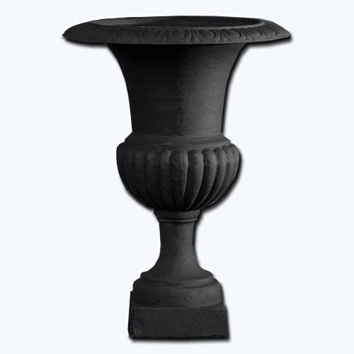 planter pot black Tall Wickford Iron Urn Planter in Matte Black