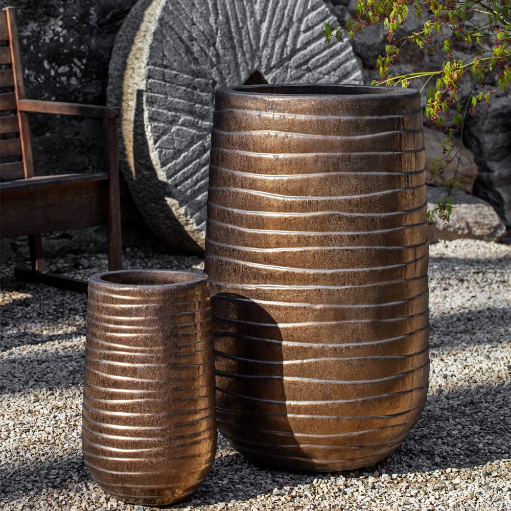 Tall Ipanema Planter Set of 2 in Bronze - Outdoor Art Pros