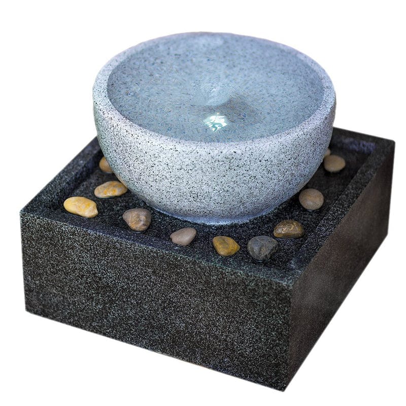 Tenaya Granite Vortex Fountain with LED Lights - Outdoor Art Pros