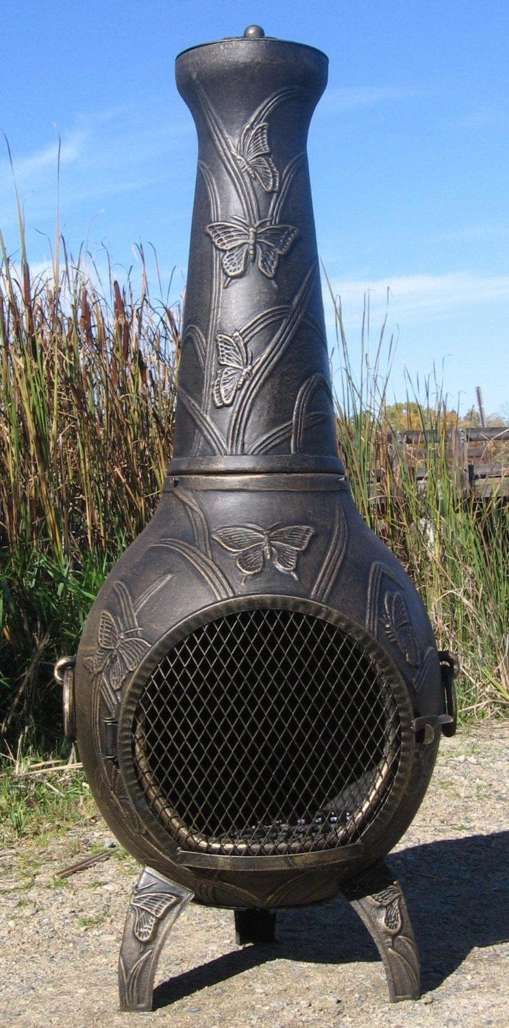 The Blue Rooster Butterfly Chiminea