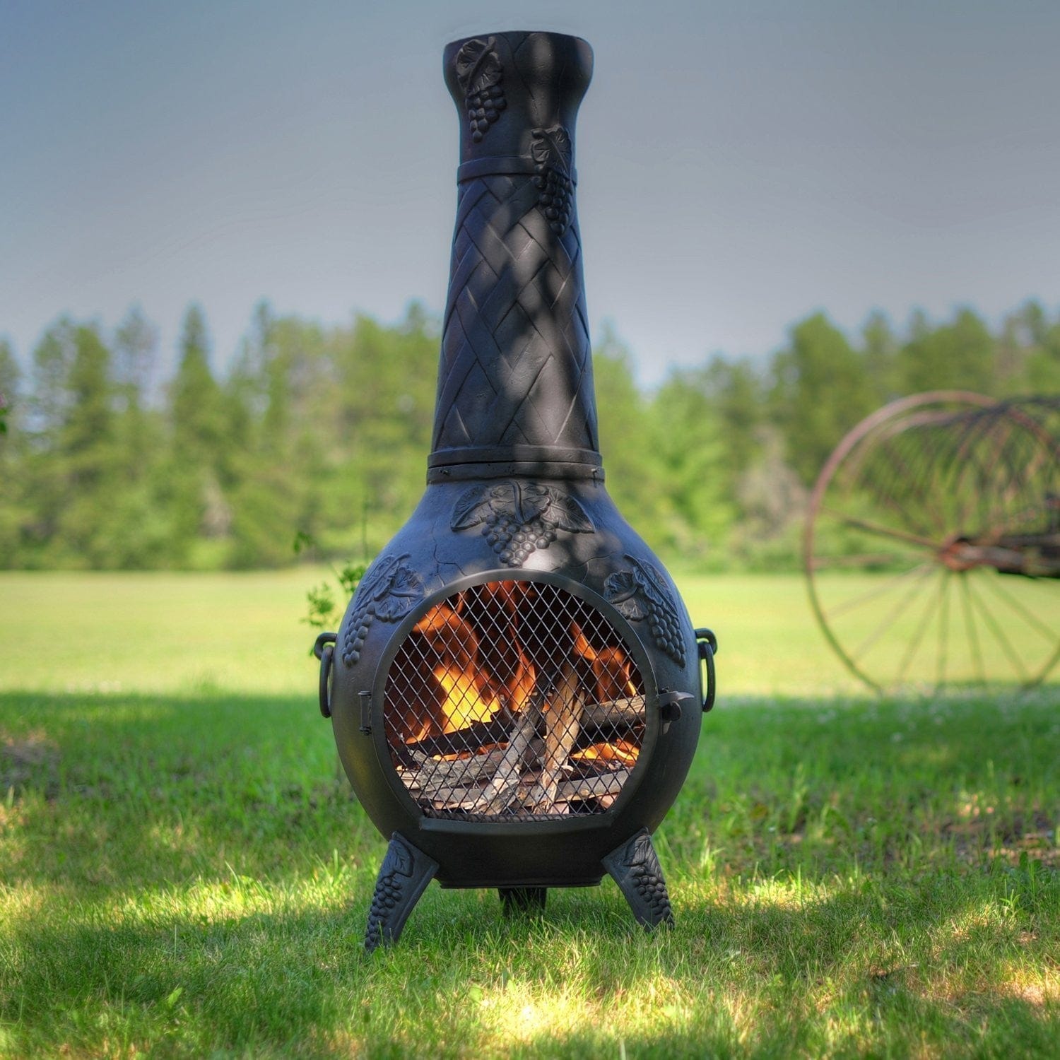The Blue Rooster Grape Chiminea in Cast Iron