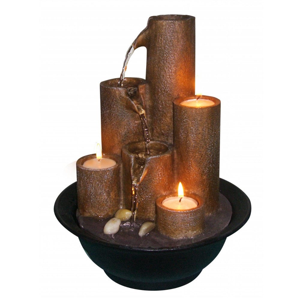 Tiered Column Tabletop Fountain With Candles - Outdoor Art Pros