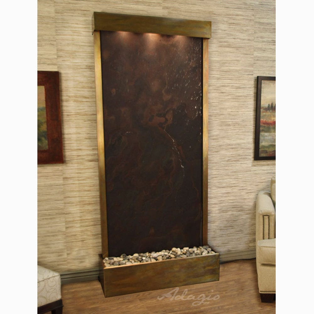 Tranquil River (Flush Mounted Towards Rear Of The Base) - Multi-Color FeatherStone - Rustic Copper - White - Outdoor Art Pros