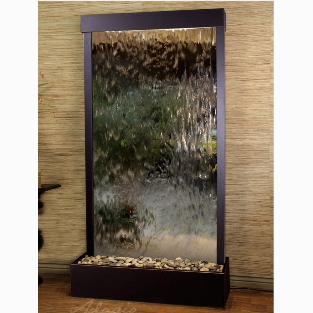 Tranquil River (Flush Mounted Towards Rear Of The Base) - Silver Mirror - Blackened Copper - White - Outdoor Art Pros