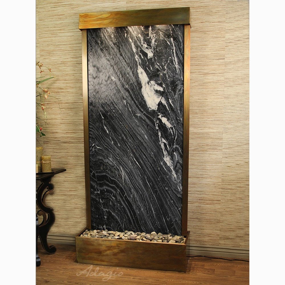 ranquil River (Flush Mounted Towards Rear Of The Base) - Black Spider Marble - RusticCopper - White