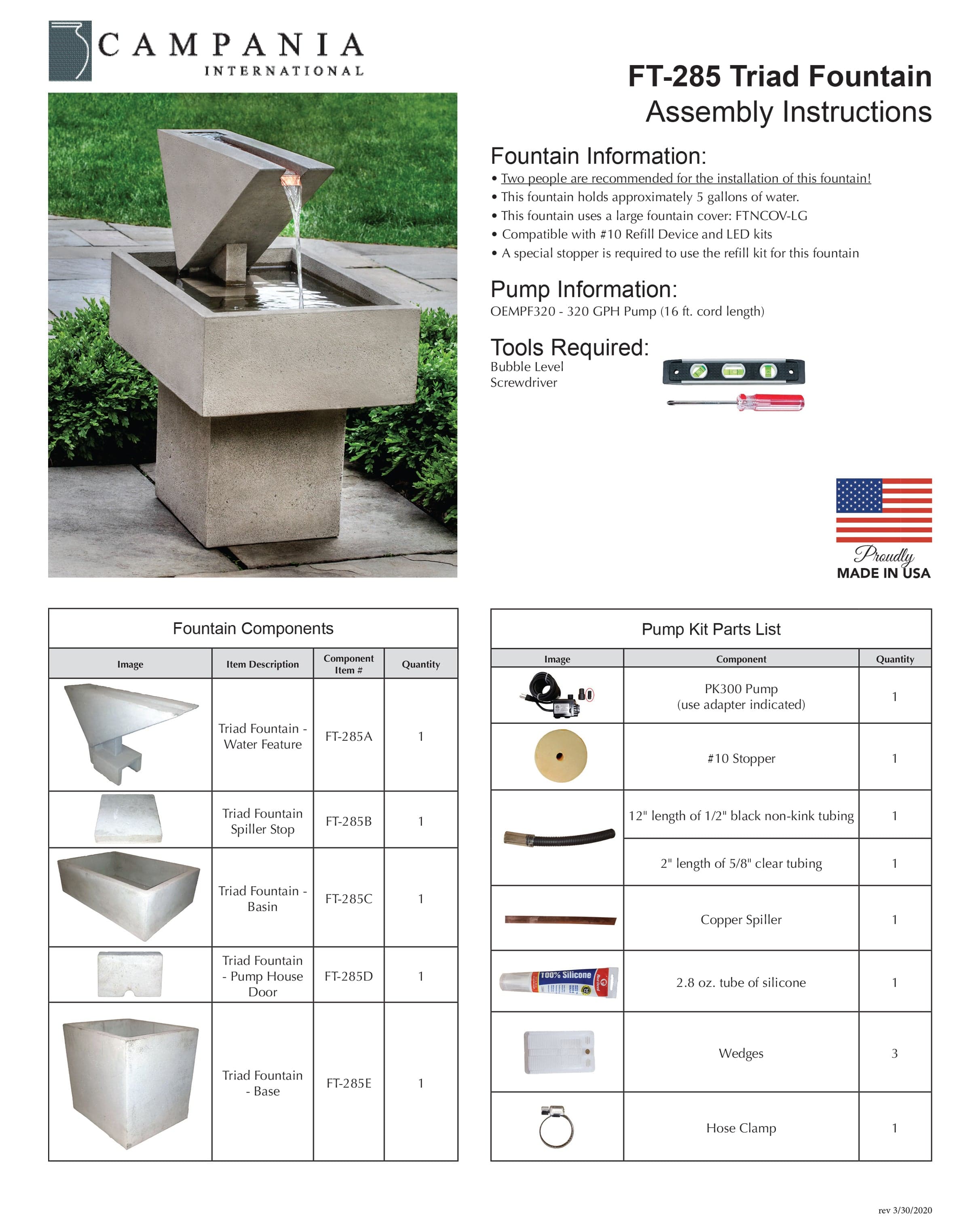 Triad Modern Water Fountain -Outdoor Art Pros