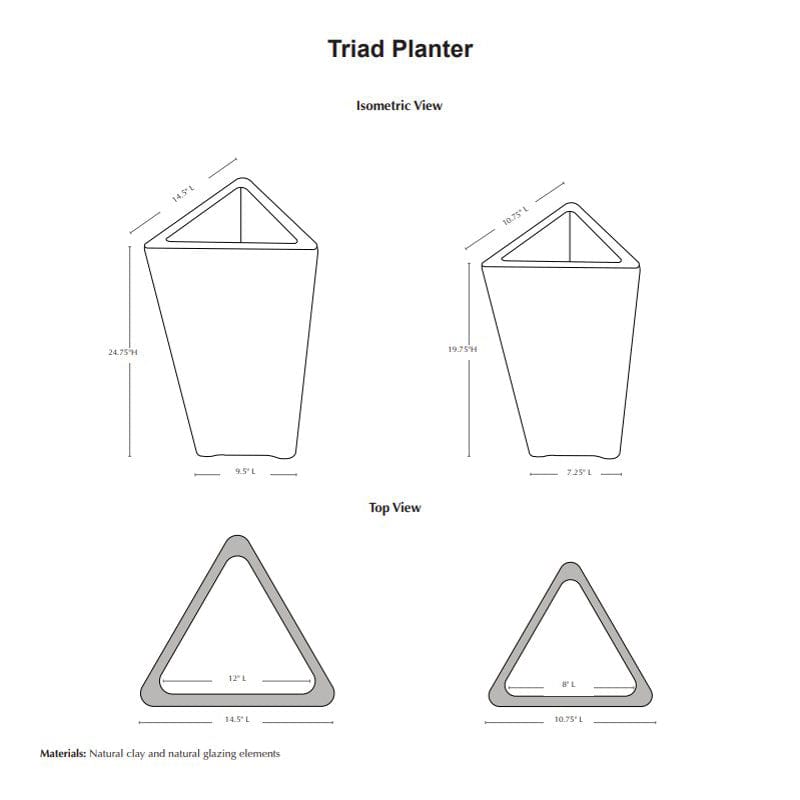 Triad Glazed Terra Cotta Planter in Antigua - Set of 2 - Outdoor Art Pros