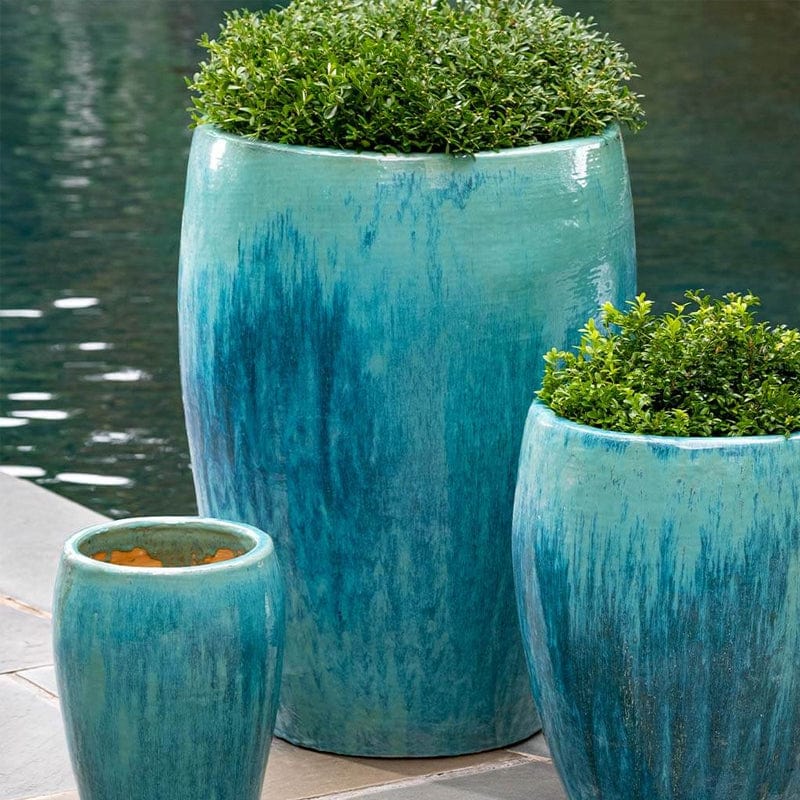 Trieste Glazed Terra Cotta Planter in Antigua - Set of 3 - Outdoor Art Pros
