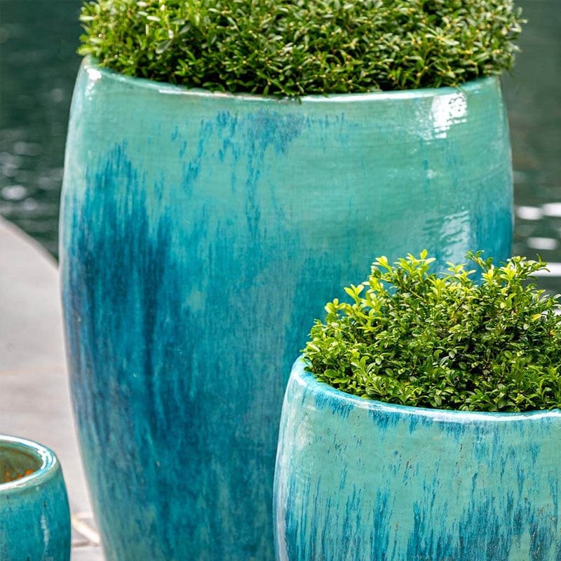 Trieste Glazed Terra Cotta Planter in Antigua - Set of 3 - Outdoor Art Pros
