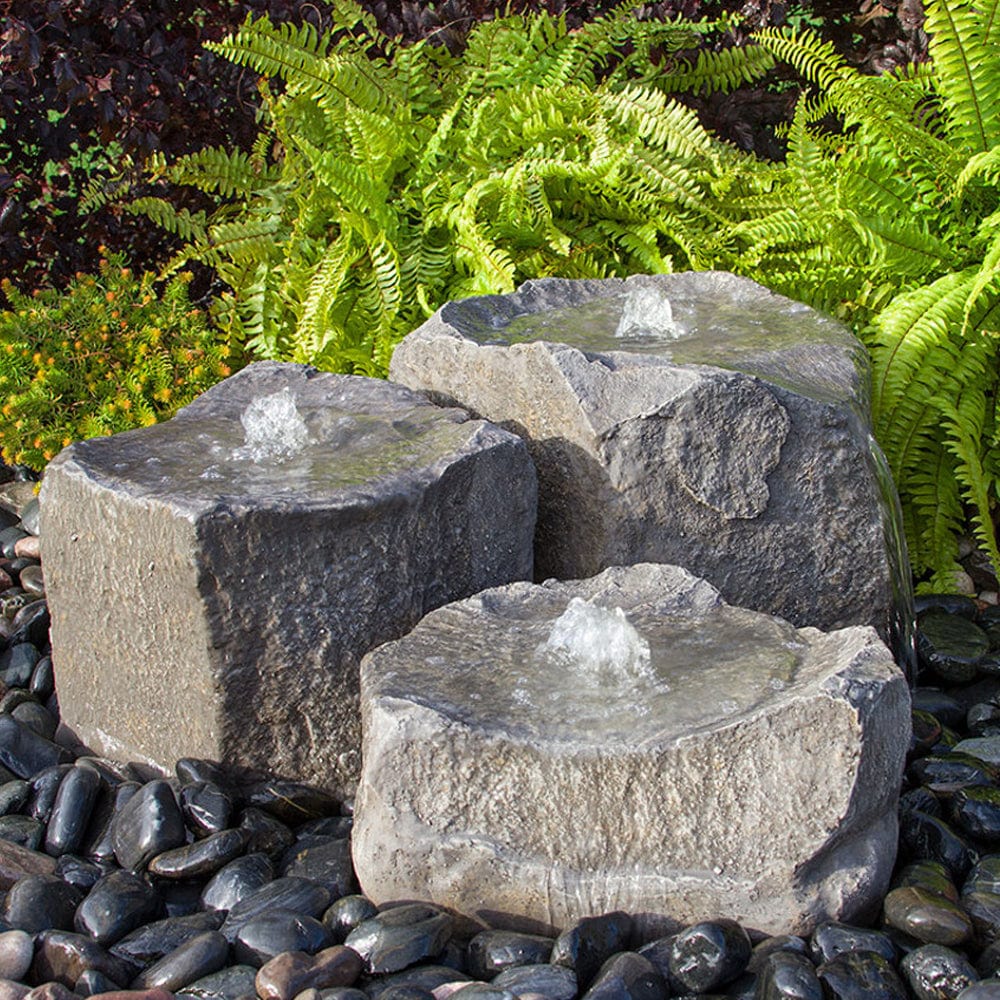 Triple Falls Garden Stone Fountain - Outdoor Art Pros