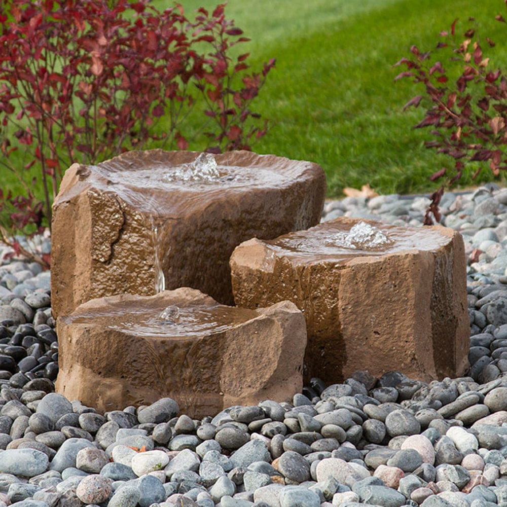 Triple Falls Garden Stone Fountain - Outdoor Art Pros