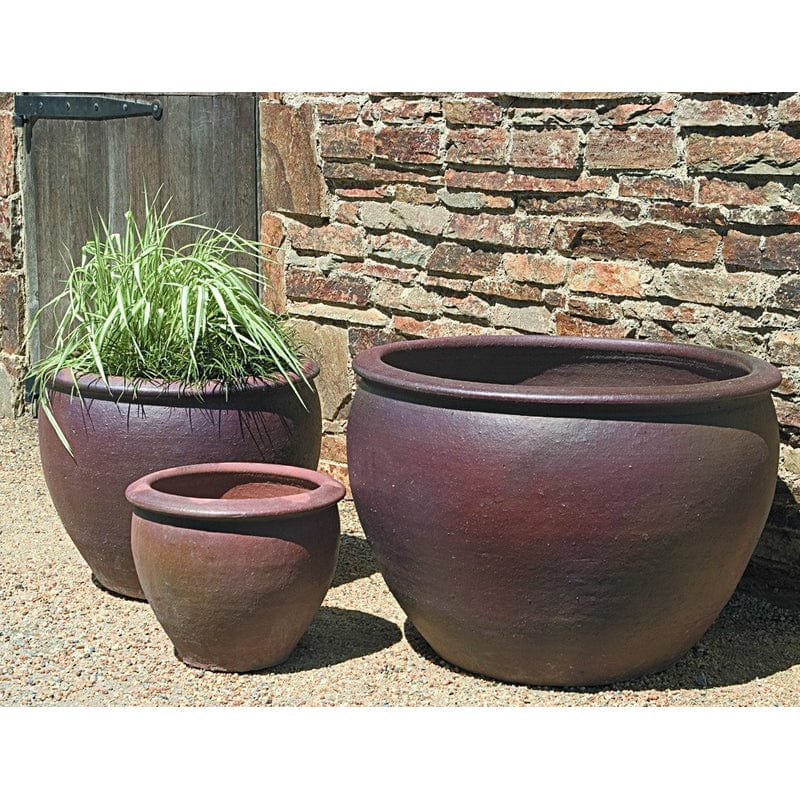 Tron Cao Pot - Set of 3 in Black Clay Finish - Outdoor Art Pros