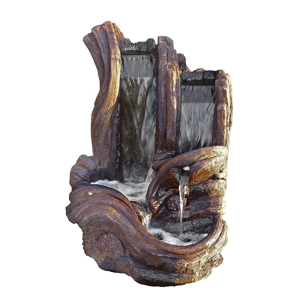 Twin Falls Log Garden Water Fountain - Outdoor Art Pros