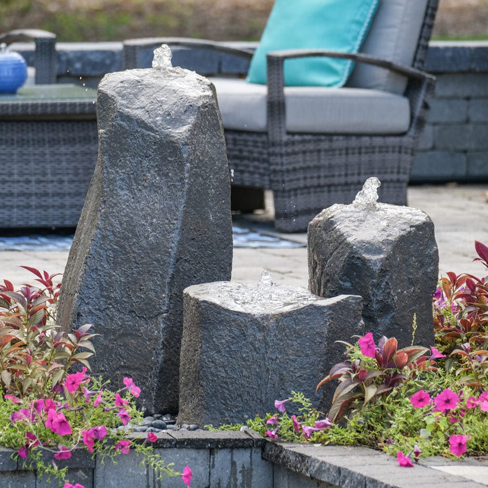 Twisting Cascade Triple Stone Outdoor Fountain - Outdoor Art Pros