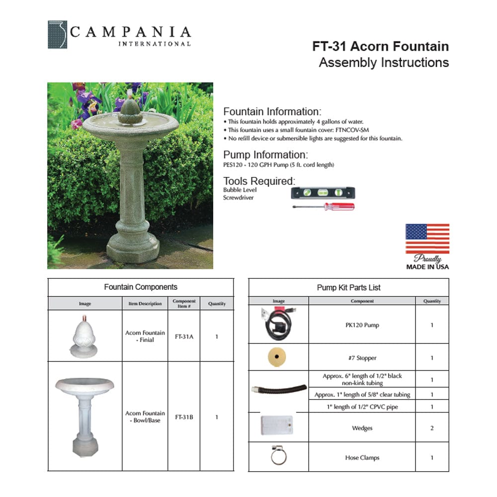 Acorn Small Pedestal Water Fountain - Soothing Company