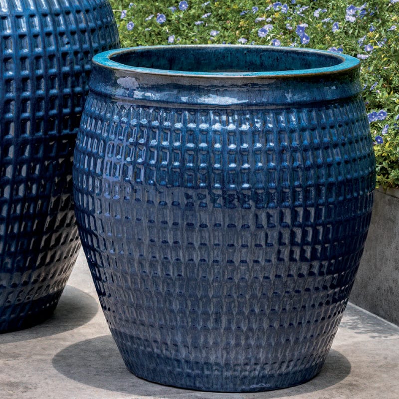 Ventana Planter Set of 2 in Mediterranean Blue Finish - Outdoor Art Pros