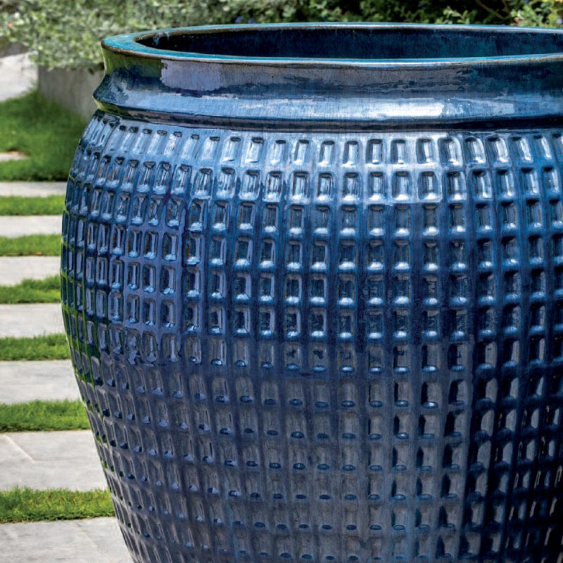 Ventana Planter Set of 2 in Mediterranean Blue Finish - Outdoor Art Pros