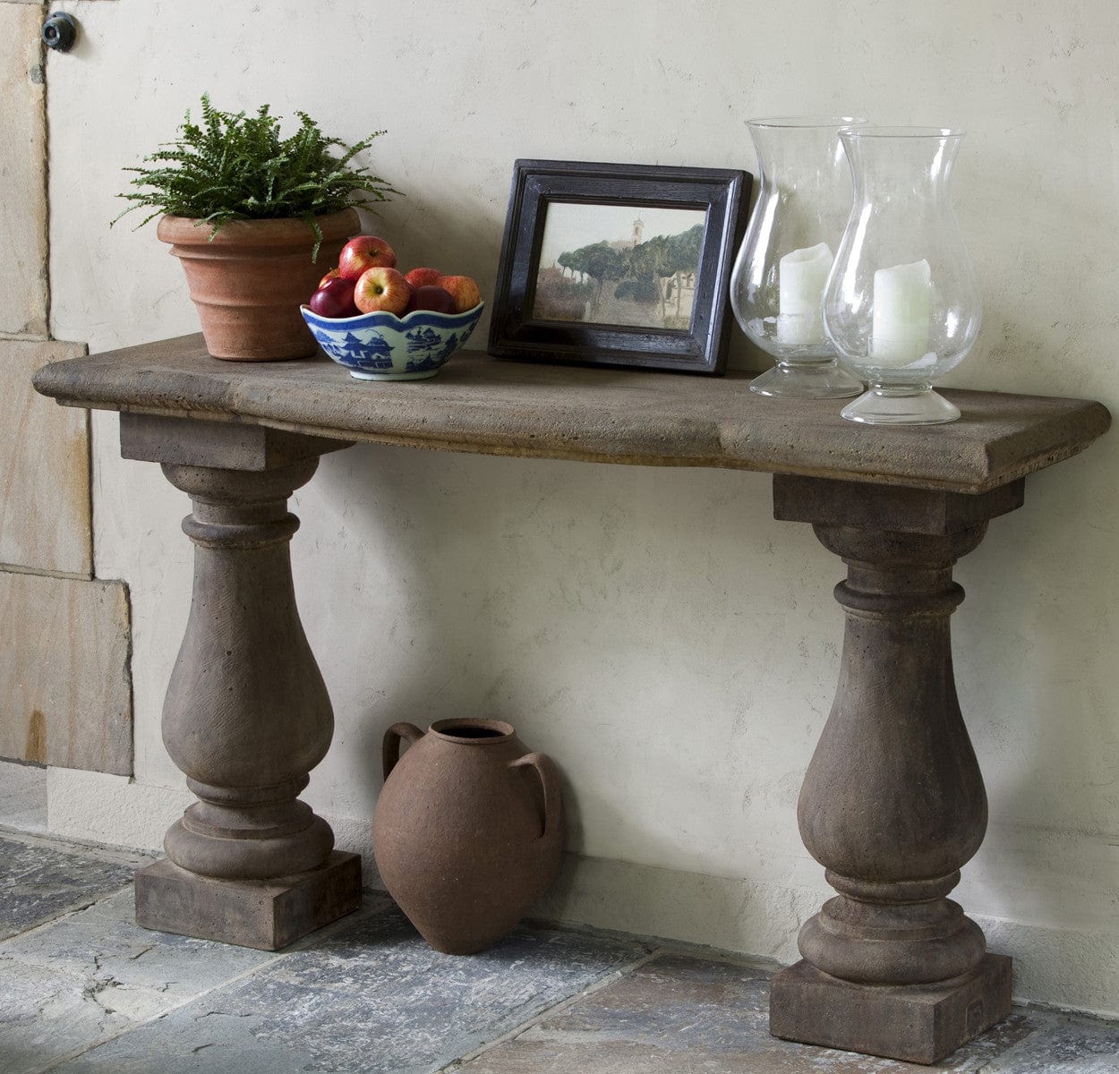 Campania Vicenza Cast Stone Console Table - Outdoor Art Pros