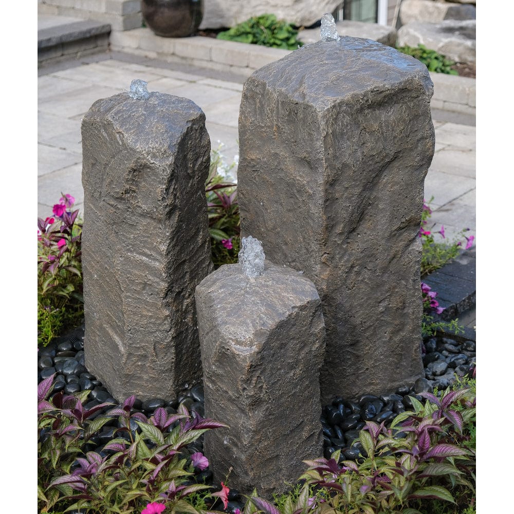 Watershed Cascade Triple Stone Outdoor Fountain - Outdoor Art Pros