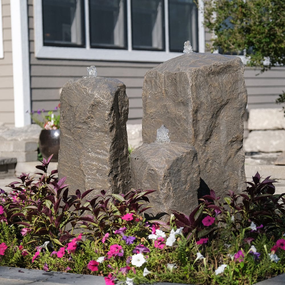 Watershed Cascade Triple Stone Outdoor Fountain - Outdoor Art Pros