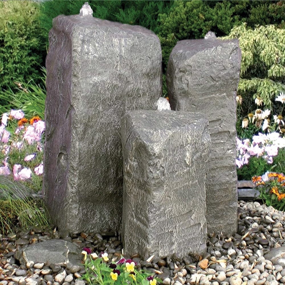 Watershed Cascade Triple Stone Outdoor Fountain - Outdoor Art Pros