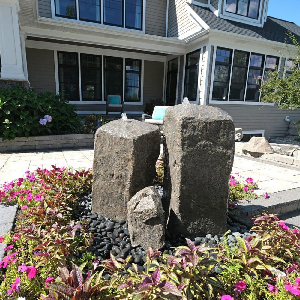 Watershed Tall Double Rock Outdoor Fountain - Outdoor Art Pros