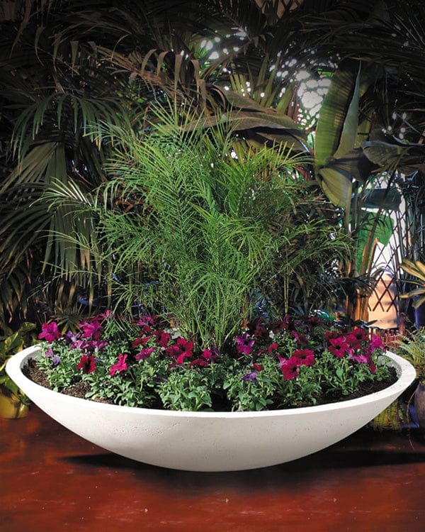 wide low planter pot Cast Stone Wok Planter - 4 Sizes