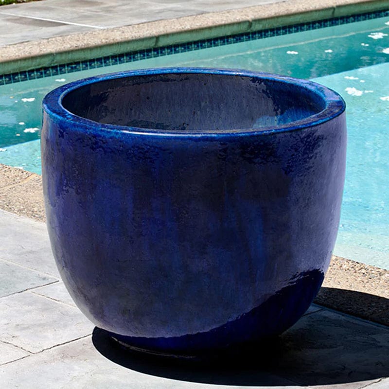 Medium Sem Terra Cotta Planter-Riviera Blue Glaze - Outdoor Art Pros