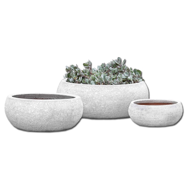 Zaha Glazed Terra Cotta Planter Set of 3 in White Coral Finish