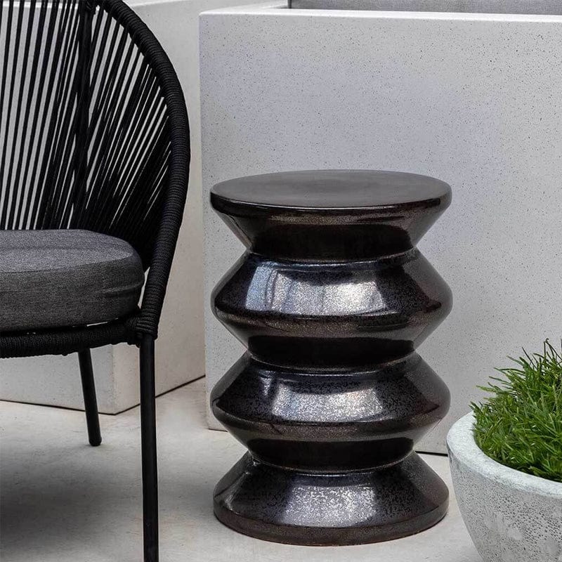 Zigzag Round Garden Seat- Ice Black - Outdoor Art Pros